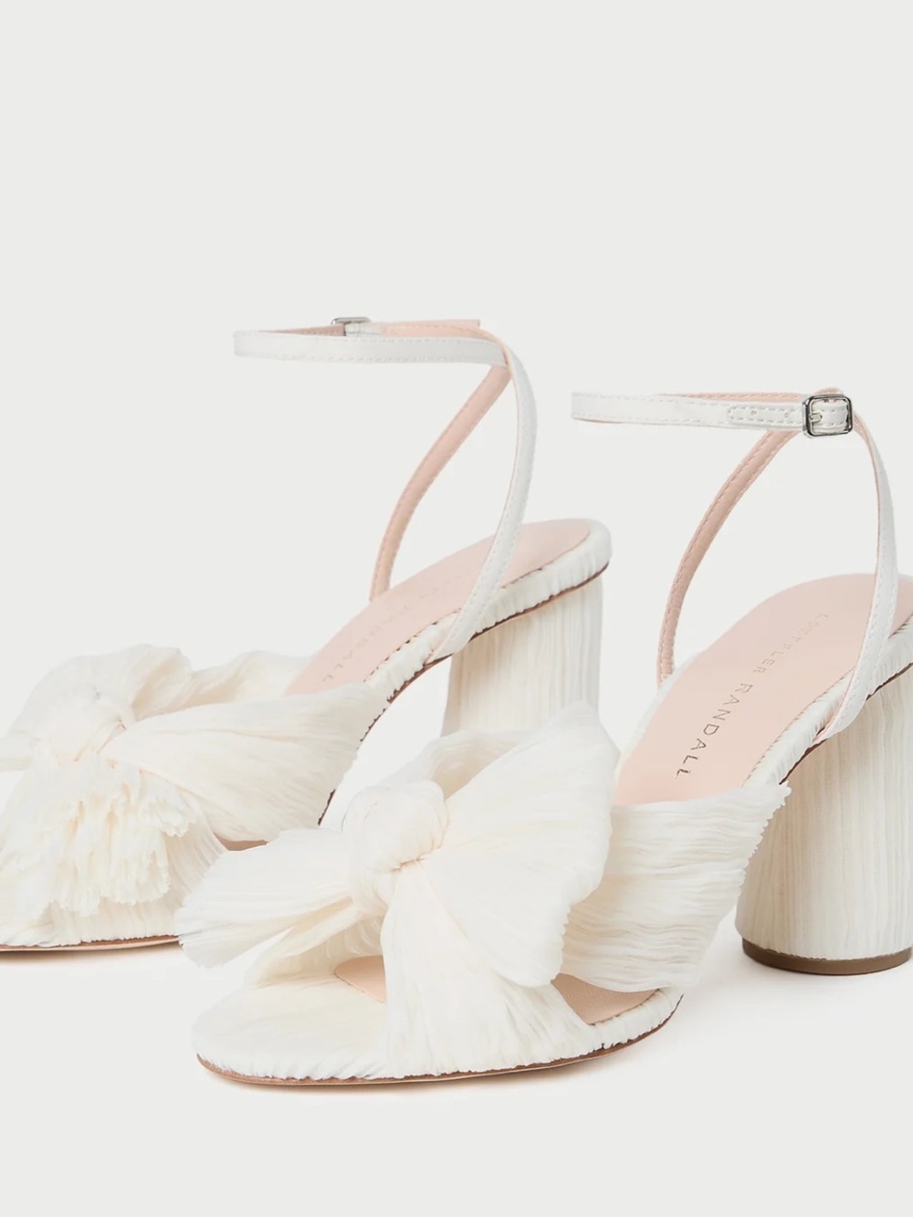 Loeffler Randall Camellia Ivory Pleated Bow Heels